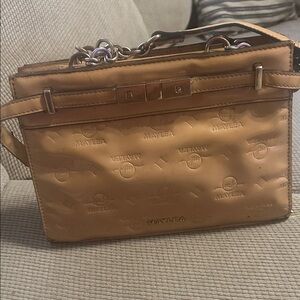 Mayle Embossed Tan Crossbody Bag